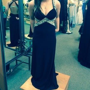 Black and silver sequence prom dress